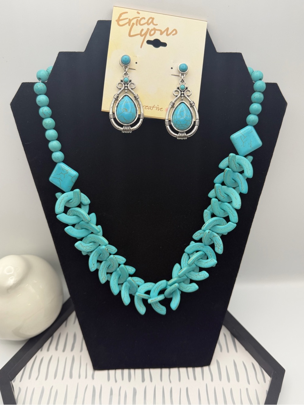Turquoise Beaded Necklace with Erica Lyons Drop Earrings
